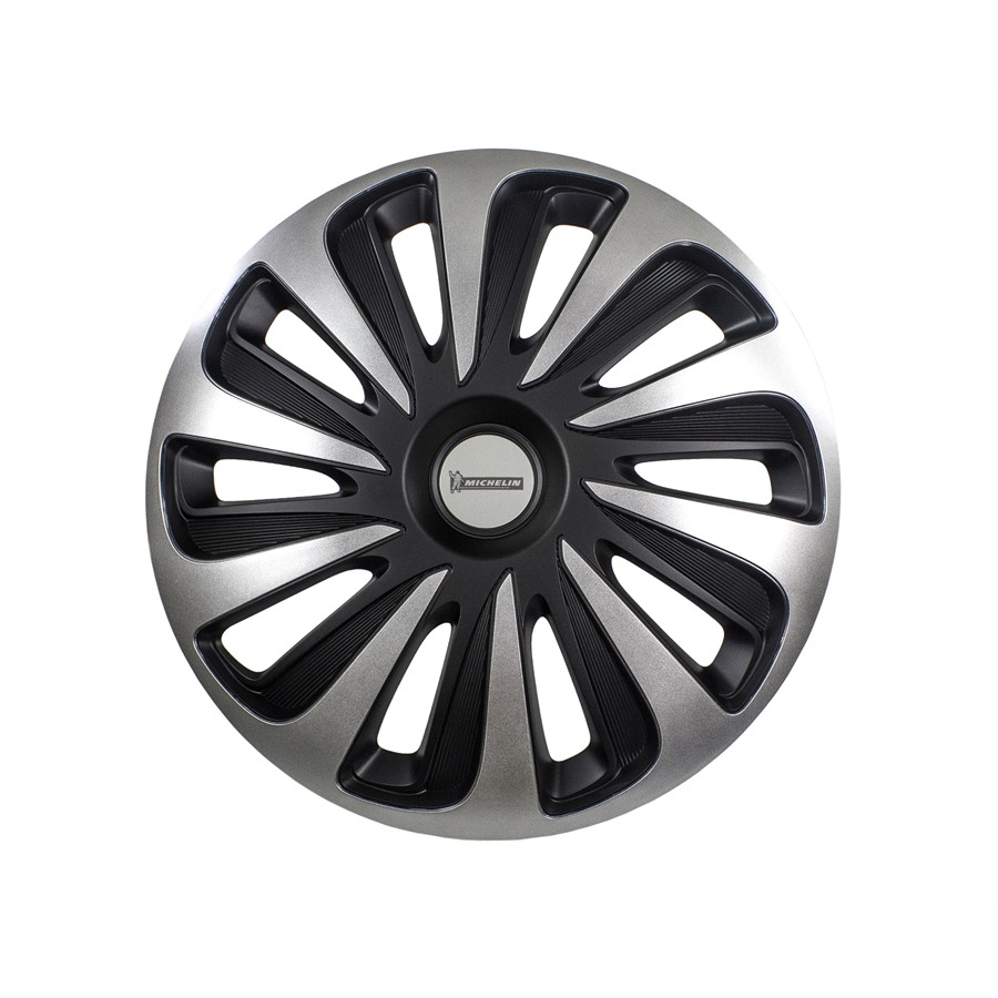 Michelin 92014 Kit D'Enjoliveurs Louise 15 Pouces - 4 Pièces Argent/Noir Avec Système Réflecteur Night Vision