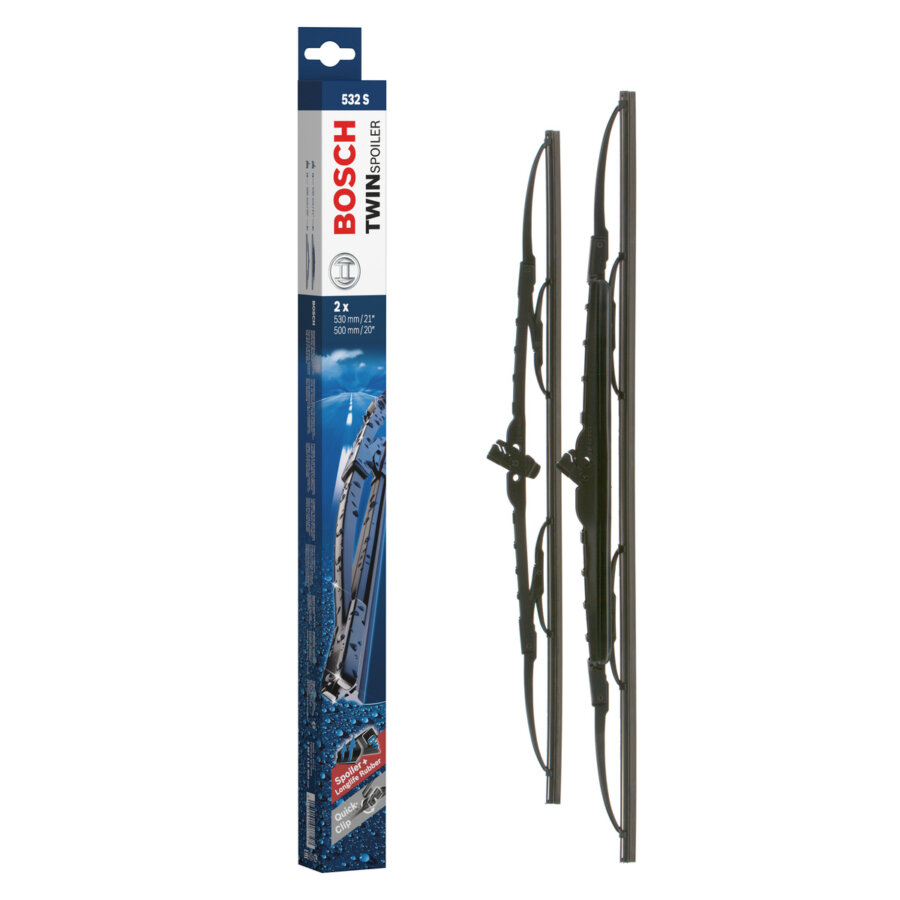 2 balais d'essuie-glace bosch twin avec spoiler 532s