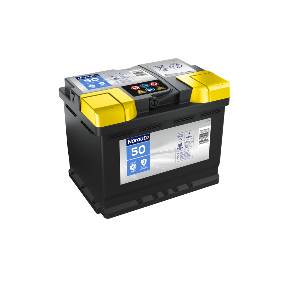 Auto batterij start & stop norauto agm bv50 60 ah - 660 a