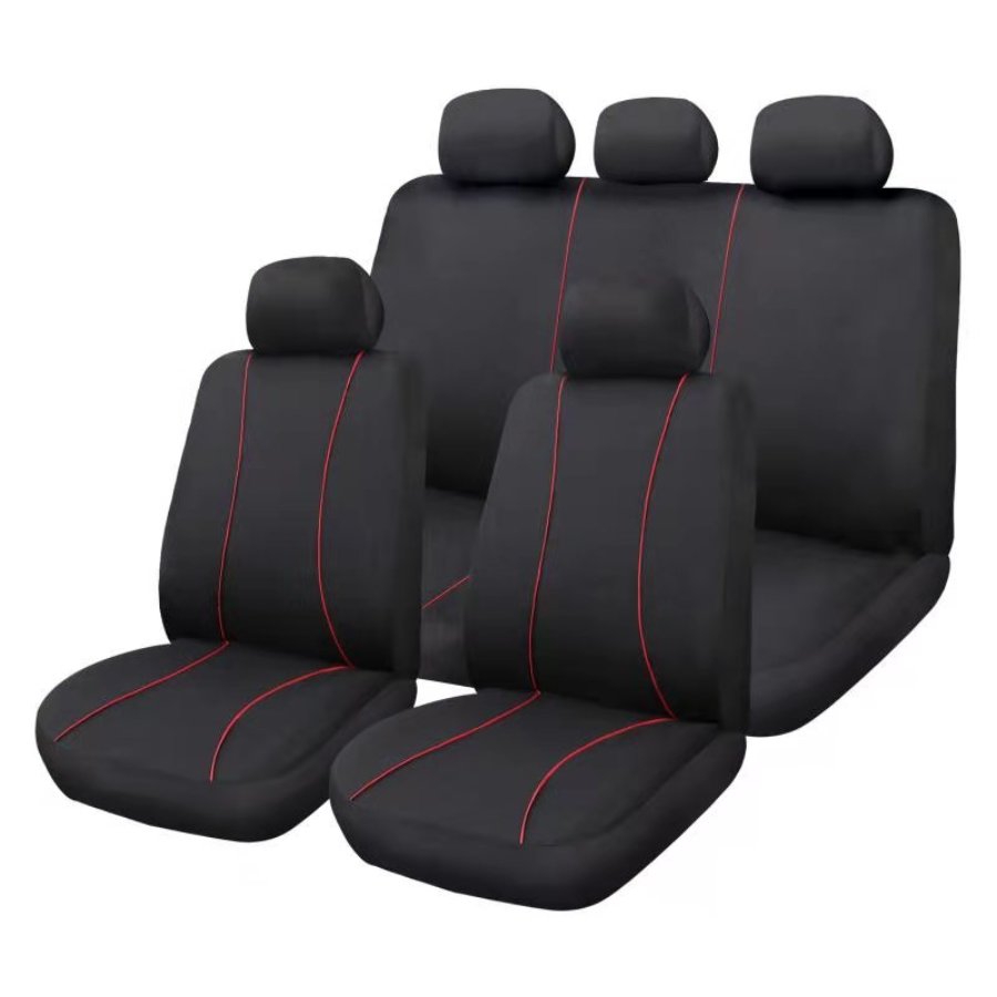 Jeu complet de housses universelles voiture 1er prix noir et rouge