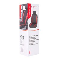 FLORICH Lederen autostoelhoezen, 5-delige set, universeel, voor voor- en achterstoelen, hoogwaardig, waterdicht, voor auto, vrachtwagen, bestelwagen, SUV (compleet, zwart en rode lijn