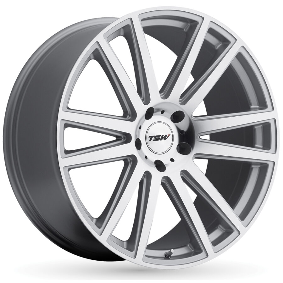 Aluminium velg tsw gatsby 8.5x20 5x120 et35 zilver, gepolijste voorkant