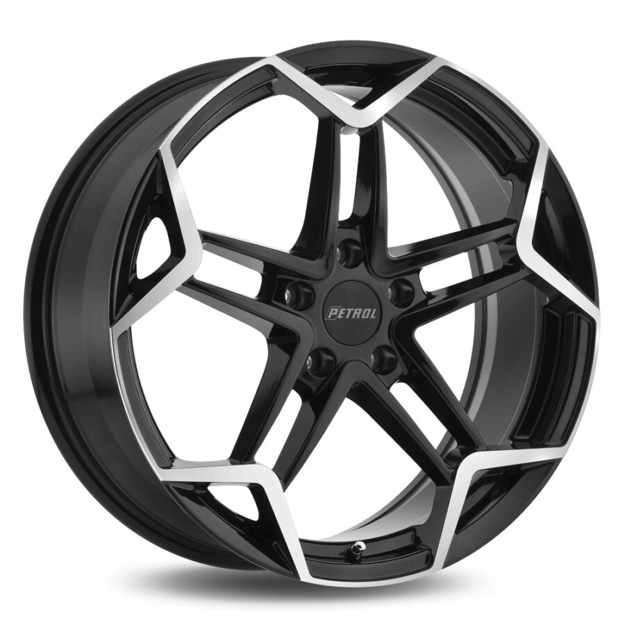 Aluminium velg petrol p1a 8x17 5x112 et40 zwart, gepolijste voorkant
