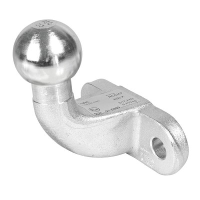Trekhaak Met Kogelkop – 50 Mm, 3,5 Ton Treklast – Met Schroefdraad M25 – Verzinkte Moer En Borgring – Voor Tractor, Aanhanger En Landbouwvoertuigen – Staal, Zilver