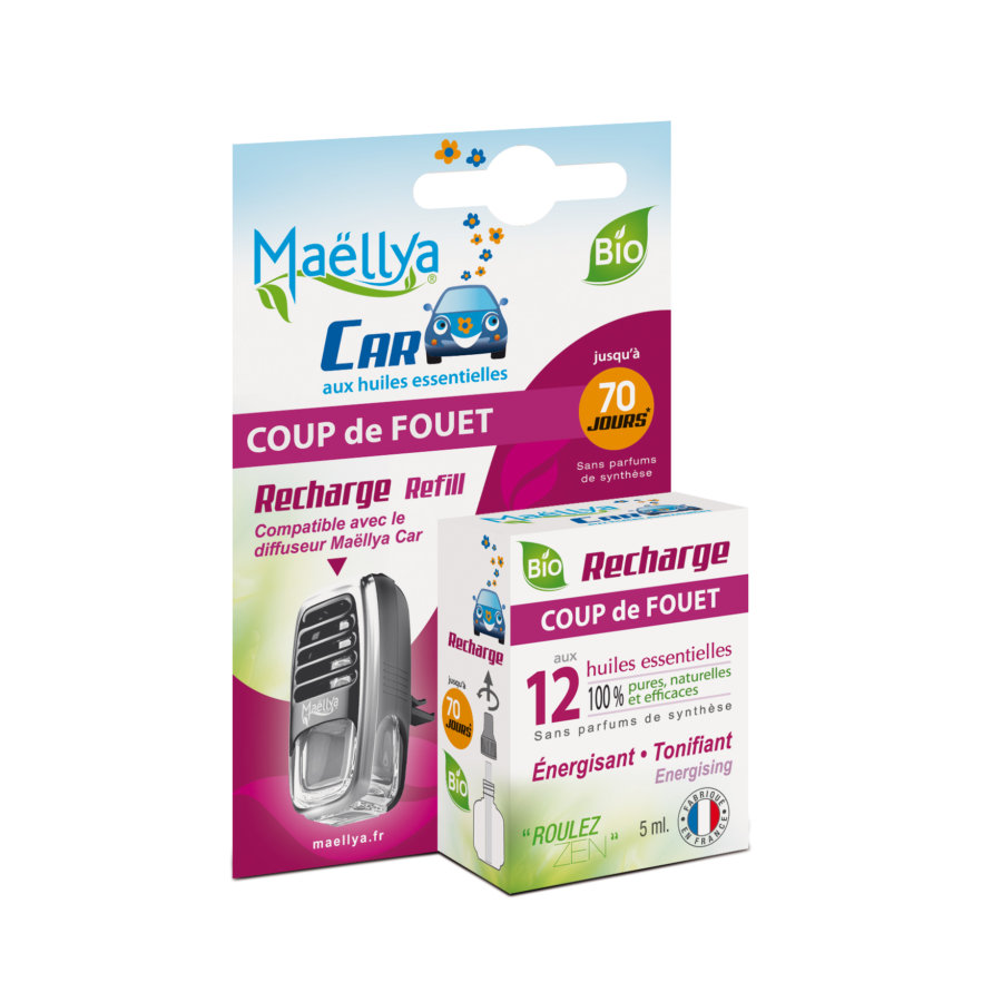 Maellya essentiële oliën verkwikkende organische autoluchtverfrisser navulling - 5 ml