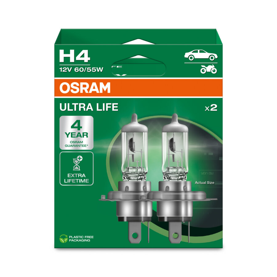 2 lampen h4 12v osram ultra life