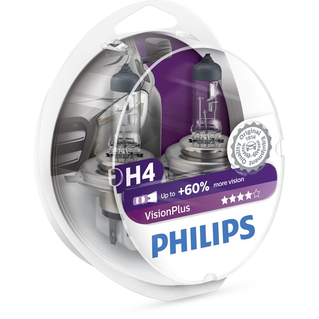 2 Lampen PHILIPS H4 Vision Plus Auto5