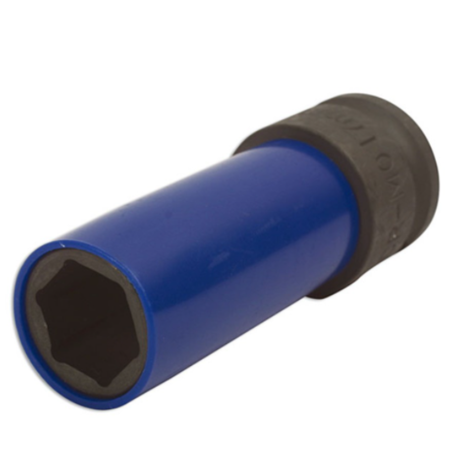 Jeu De Douilles à Choc 17 Mm + 19 Mm 1/2" Avec Manchon Protection Jantes - Bleu/Jaune