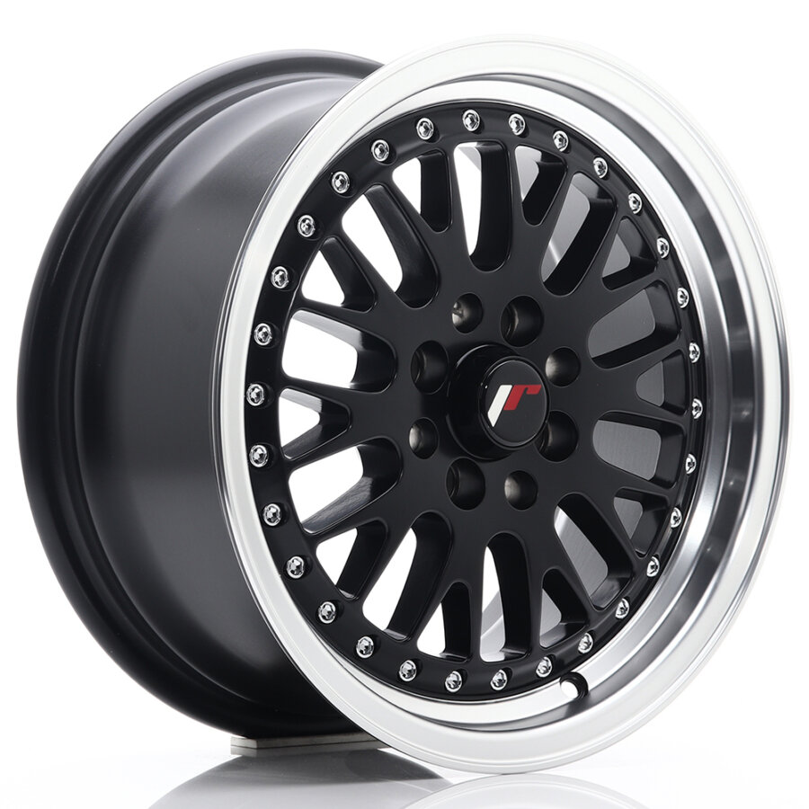 Aluminium velg japan racing jr10 7x16 4x100 et30 mat zwart, gepolijste rand