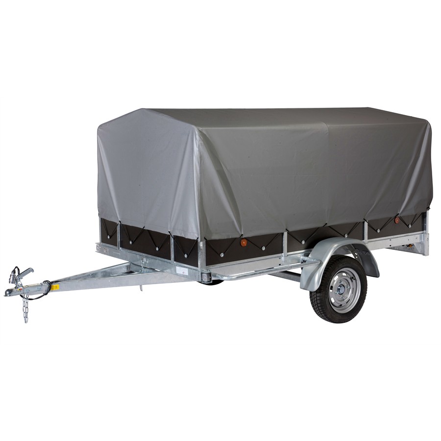 alouweekuky Trailer dekzeil, 258 x 136 x 8 cm, 600D PVC waterdicht trailerdekzeil met touw, reflecterende strips, oogjes voor auto-aanhangers tot 750 kg
