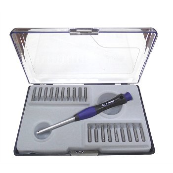 Coffret 1 mini tournevis + 19 embouts NORAUTO 20 pi&egrave;ces