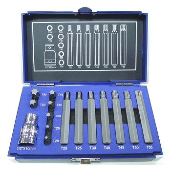 Bo&icirc;te de 14 embouts Torx T20-T55 carr&eacute; 1/2'' NORAUTO