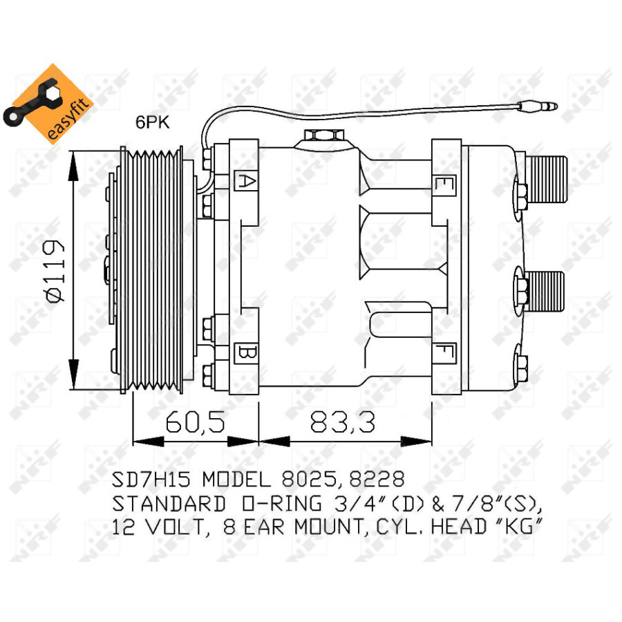 Airconditioningcompressor nrf 32768 easy fit