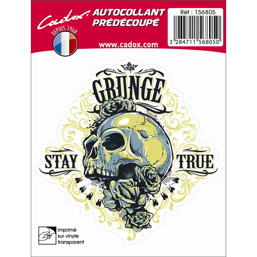 1 sticker autocollant cadox crâne jaune