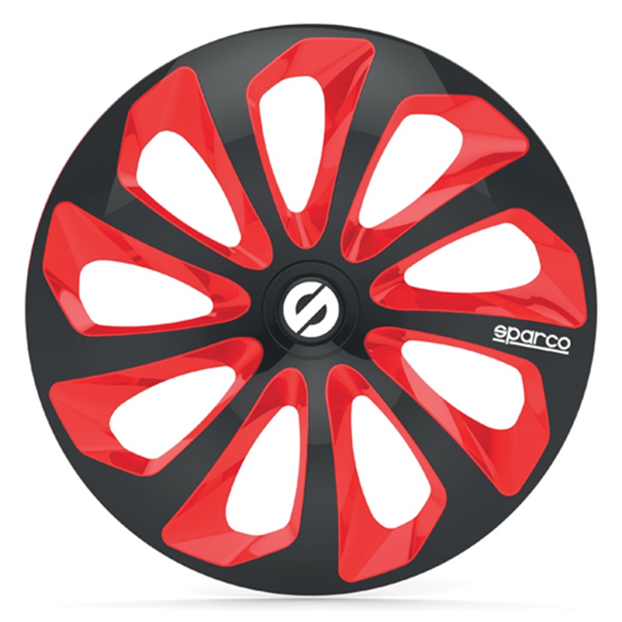 Sparco Wieldoppen Sicilia - 14-inch - Zwart/Rood/Carbon - Set van