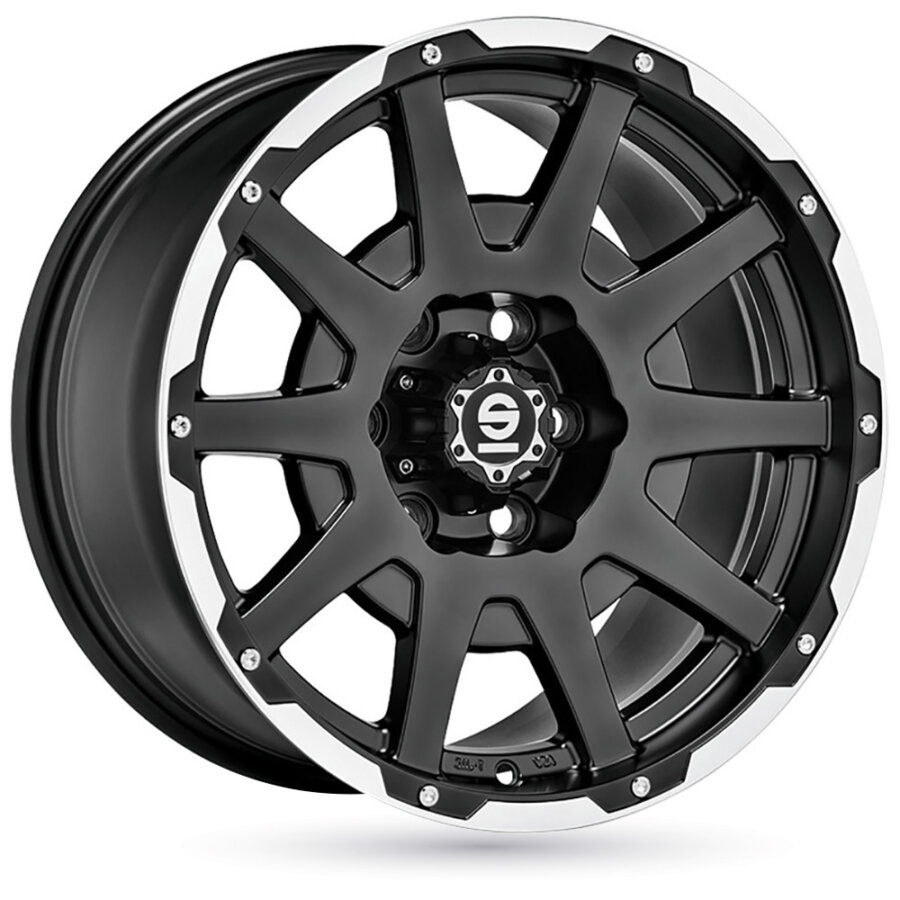 Aluminium velg sparco dakar 8.5x18 5x120 et38 mat zwart, gepolijste rand