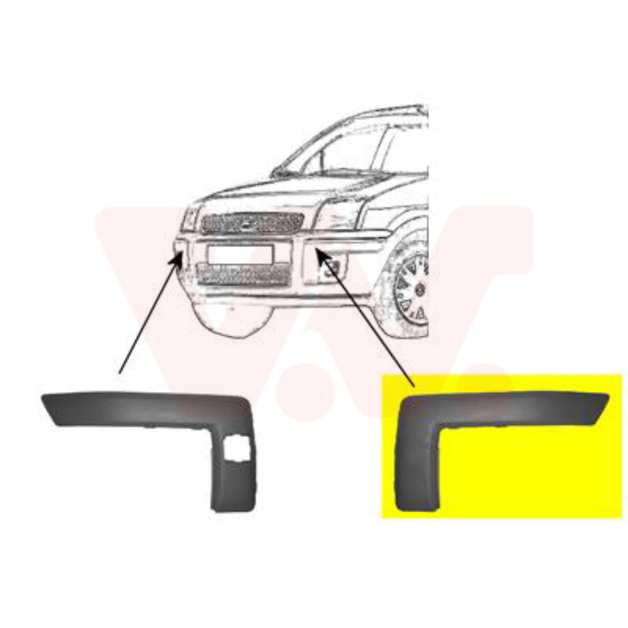 Rubberen profiel links bumper van wezel autoparts